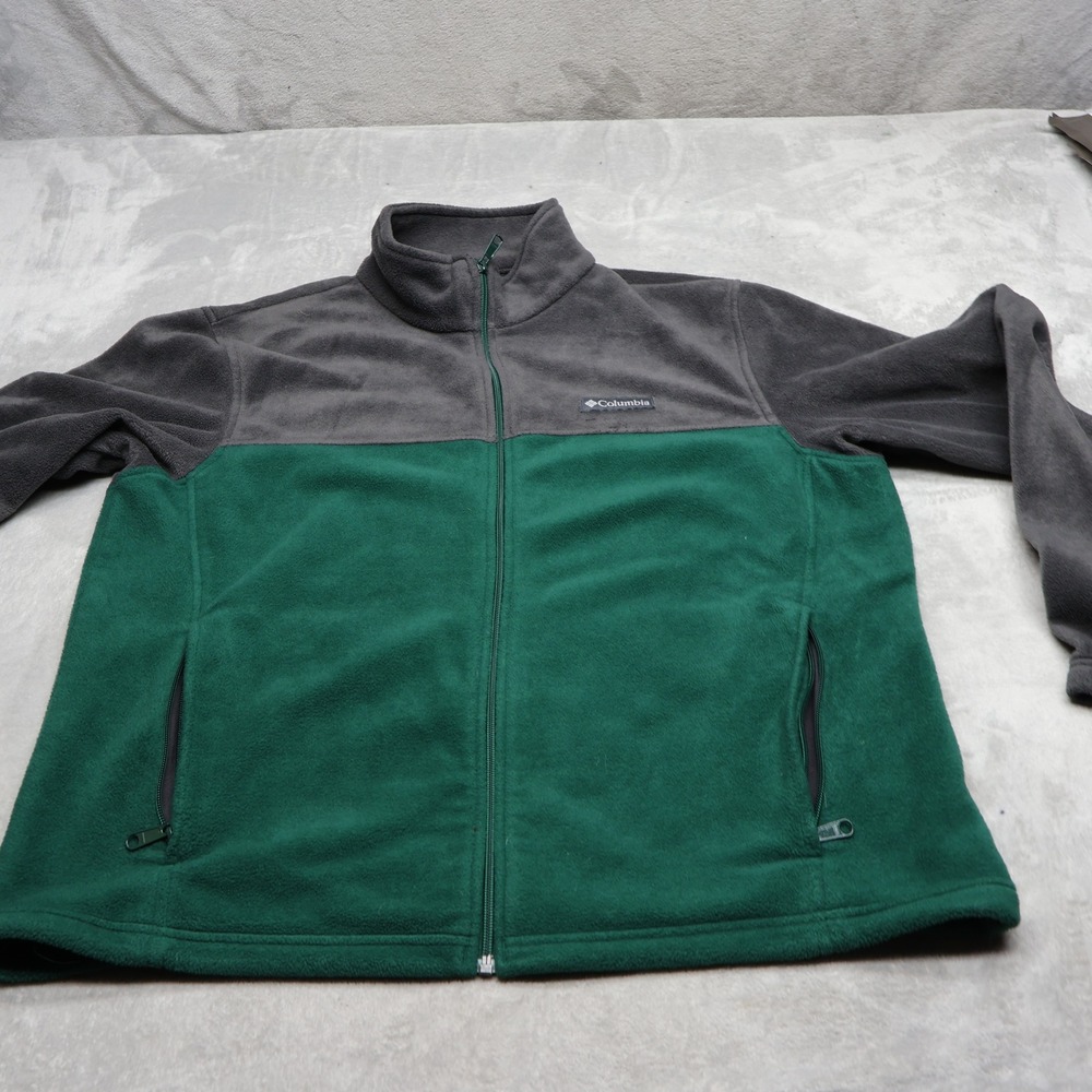 Columbia Jacket Mens Large Green Fleece Steens Mountain 2.0 Full Zip Outdoor